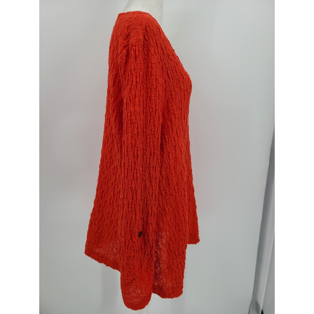 Ali Miles Asymmetrical Boho Lagenlook Tunic Top L Women Red Crinkle Textured - Picture 10 of 12
